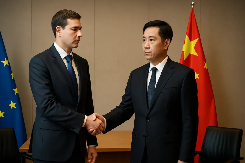 EU and China officials meet in Brussels to discuss export-control engagement.